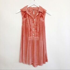 Free People Coral Henley Tunic Tank Top Size Small
